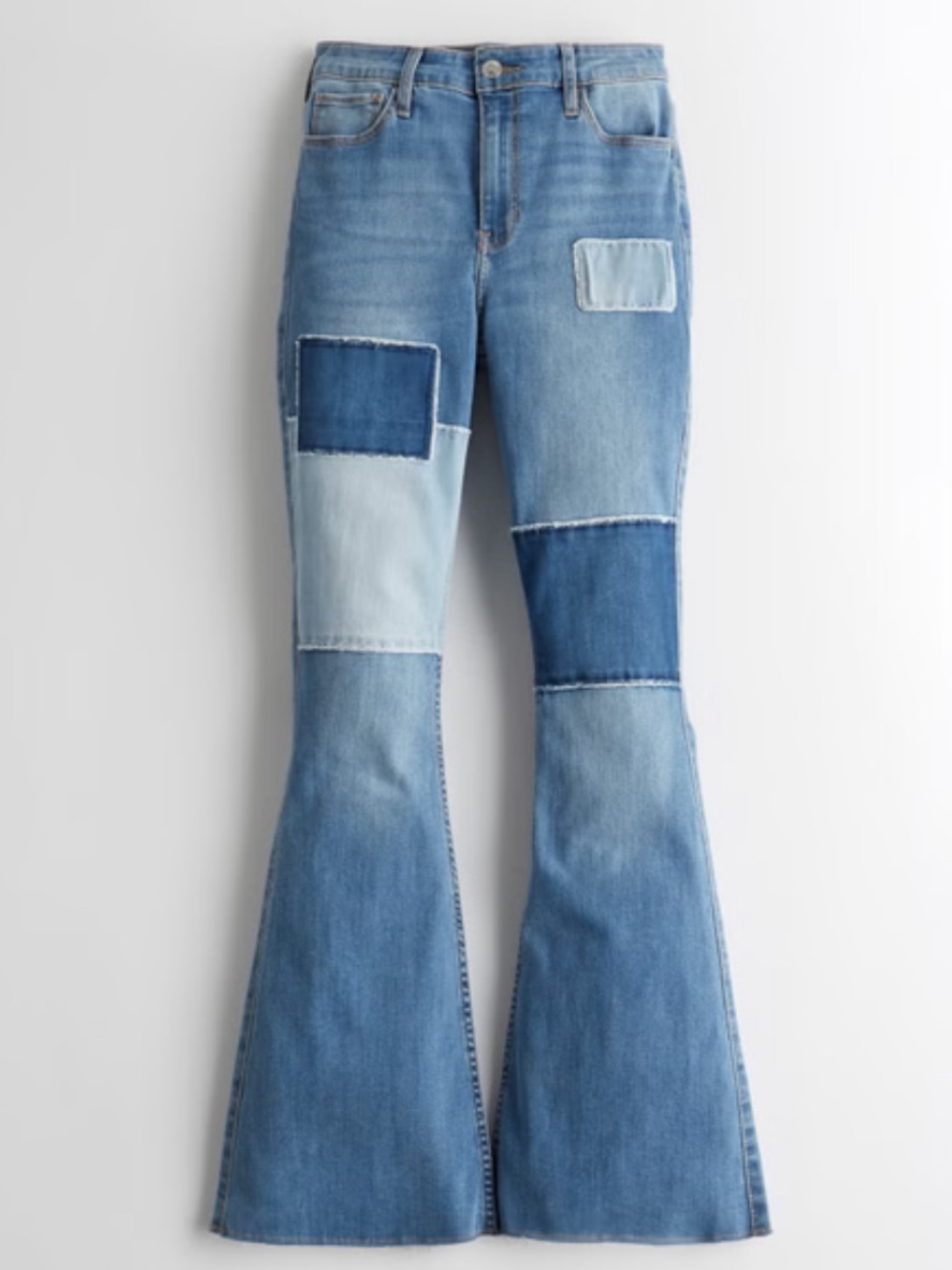 Hollister Women's High-Rise Light Wash
Patchwork Flare Jeans Size 5L